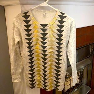 J Crew Women’s Metallic Geometric Print Crew Neck Size XXS